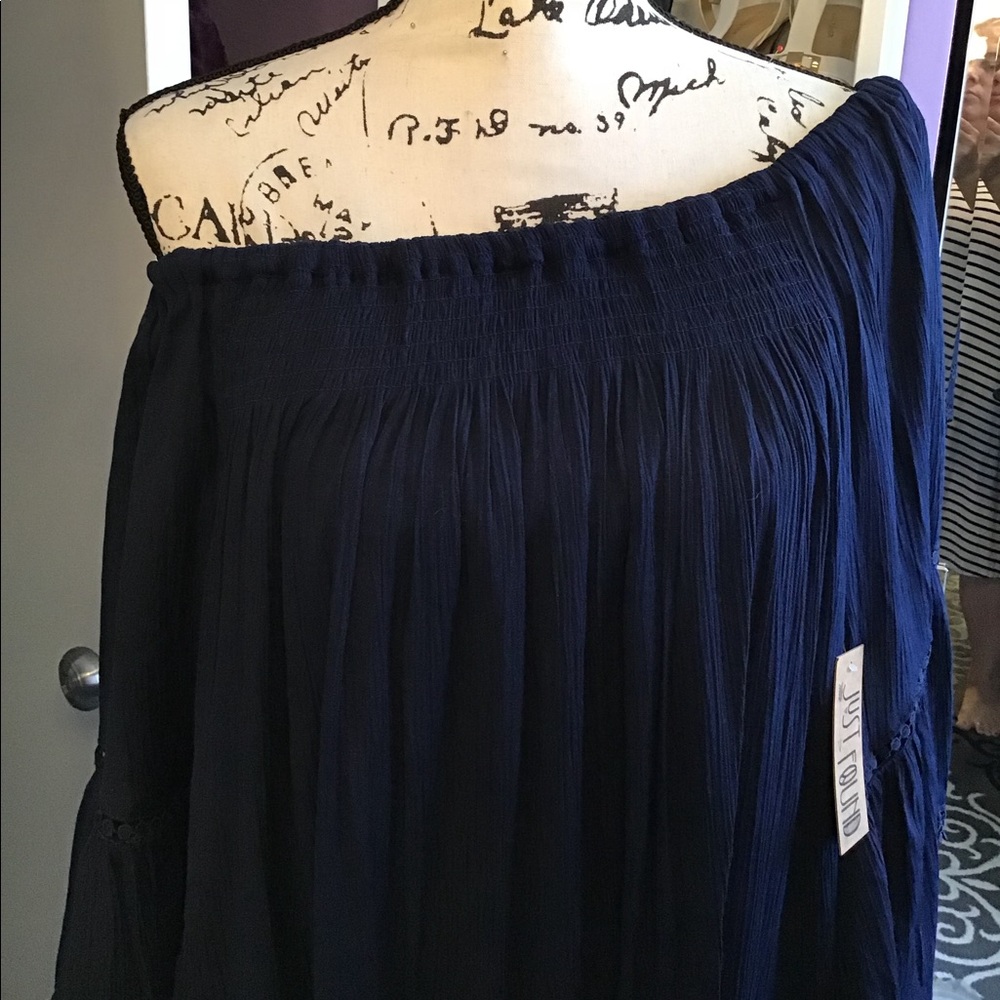 NWT Navy Off the Shoulder Dress 1X